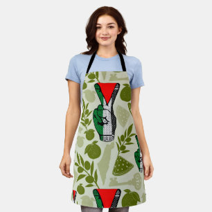 Victory Sign Hand Resistance Red Triangle Symbol Apron