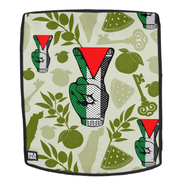 Victory Sign Hand Resistance Red Triangle Symbol Backpack (Removable Face)