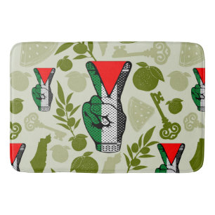 Victory Sign Hand Resistance Red Triangle Symbol Bath Mat