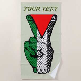 Victory Sign Hand Resistance Red Triangle Symbol Beach Towel