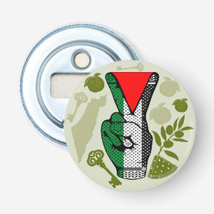 Victory Sign Hand Resistance Red Triangle Symbol Bottle Opener