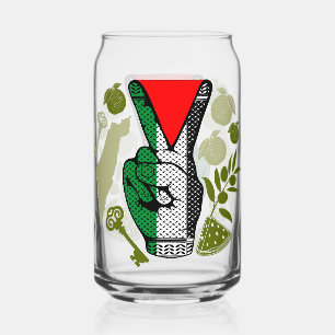 Victory Sign Hand Resistance Red Triangle Symbol Can Glass