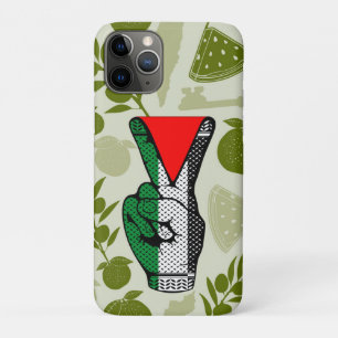 Victory Sign Hand Resistance Red Triangle Symbol iPhone 11 Pro Case