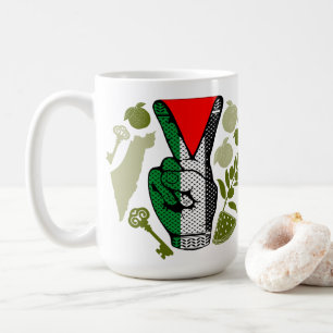 Victory Sign Hand Resistance Red Triangle Symbol Coffee Mug