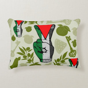 Victory Sign Hand Resistance Red Triangle Symbol Decorative Cushion