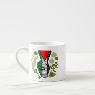 Victory Sign Hand Resistance Red Triangle Symbol Espresso Cup