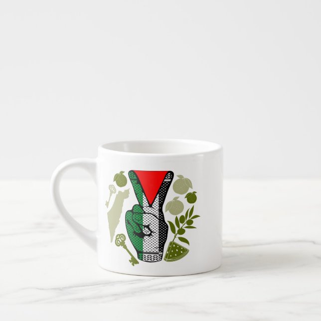 Victory Sign Hand Resistance Red Triangle Symbol Espresso Cup (Left)