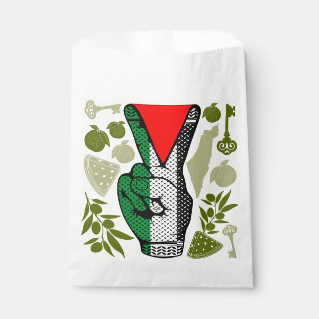 Victory Sign Hand Resistance Red Triangle Symbol Favour Bags (Front)