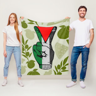 Victory Sign Hand Resistance Red Triangle Symbol Fleece Blanket