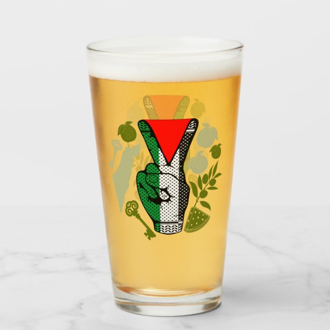 Victory Sign Hand Resistance Red Triangle Symbol Glass (Front Filled)