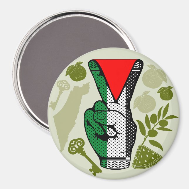 Victory Sign Hand Resistance Red Triangle Symbol Magnet (Front/Back)