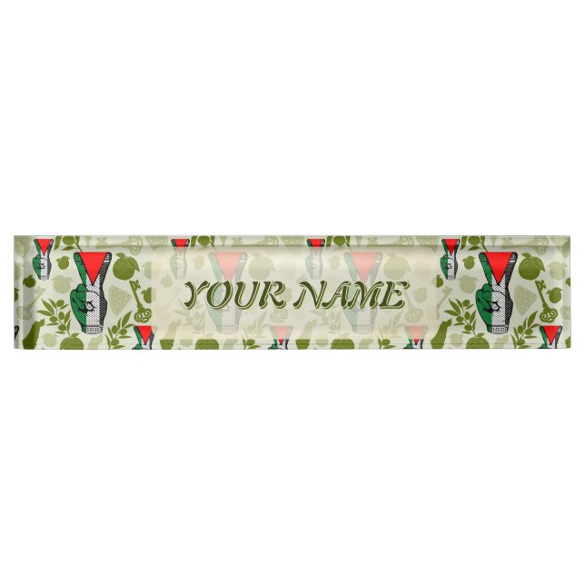 Victory Sign Hand Resistance Red Triangle Symbol Nameplate (Front)