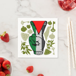 Victory Sign Hand Resistance Red Triangle Symbol Napkin