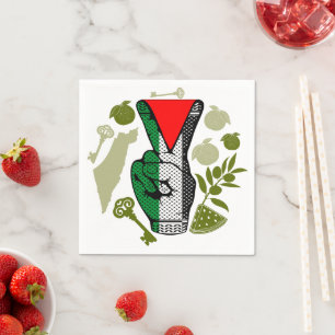 Victory Sign Hand Resistance Red Triangle Symbol Napkin