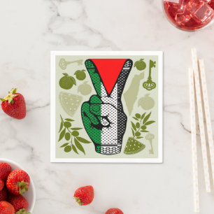 Victory Sign Hand Resistance Red Triangle Symbol Napkin