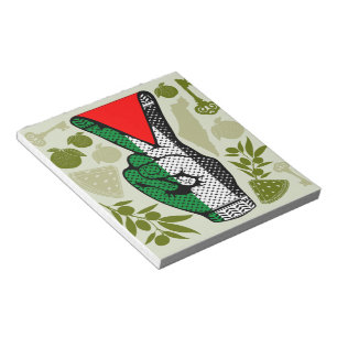 Victory Sign Hand Resistance Red Triangle Symbol Notepad