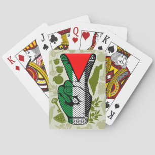 Victory Sign Hand Resistance Red Triangle Symbol Playing Cards