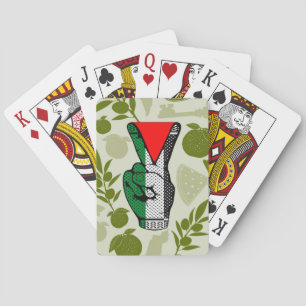 Victory Sign Hand Resistance Red Triangle Symbol Playing Cards