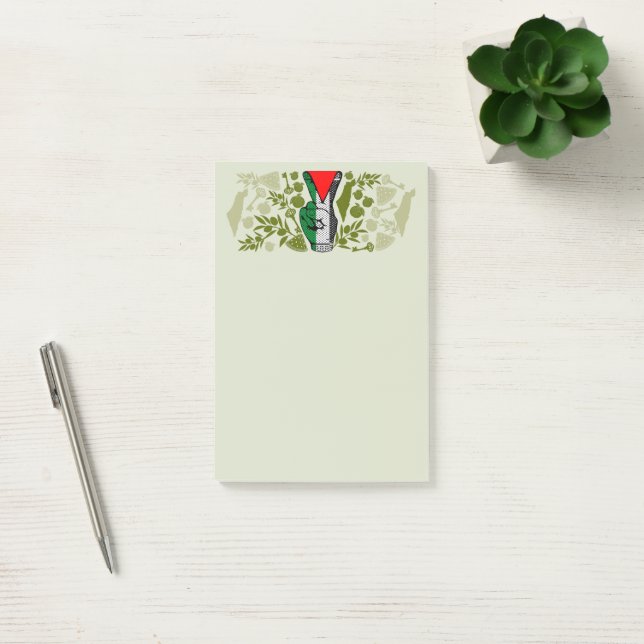 Victory Sign Hand Resistance Red Triangle Symbol Post-it Notes (Office)