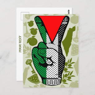 Victory Sign Hand Resistance Red Triangle Symbol Postcard