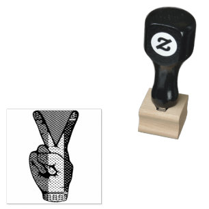 Victory Sign Hand Resistance Red Triangle Symbol Rubber Stamp