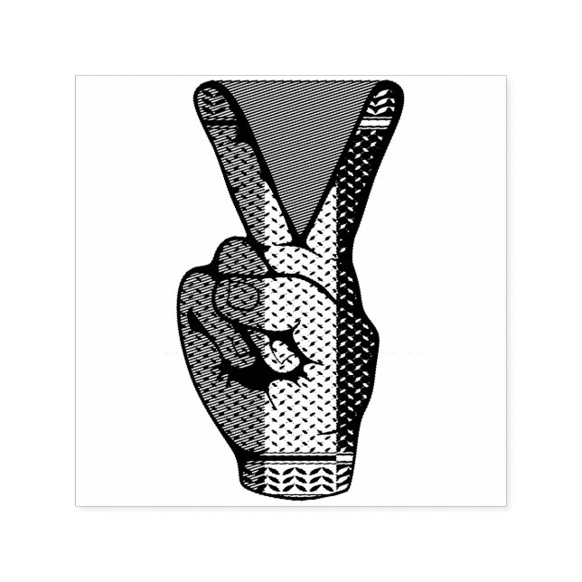 Victory Sign Hand Resistance Red Triangle Symbol Self-inking Stamp (Design)