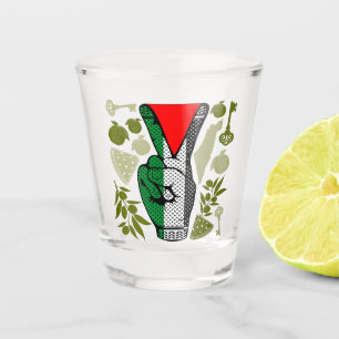 Victory Sign Hand Resistance Red Triangle Symbol Shot Glass