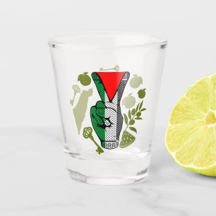 Victory Sign Hand Resistance Red Triangle Symbol Shot Glass