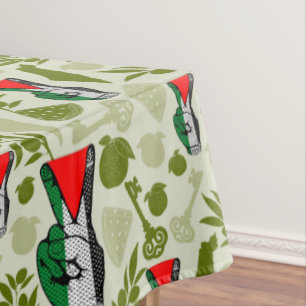 Victory Sign Hand Resistance Red Triangle Symbol Tablecloth