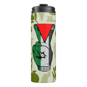 Victory Sign Hand Resistance Red Triangle Symbol Thermal Tumbler