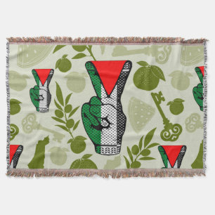 Victory Sign Hand Resistance Red Triangle Symbol Throw Blanket
