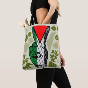 Victory Sign Hand Resistance Red Triangle Symbol Tote Bag