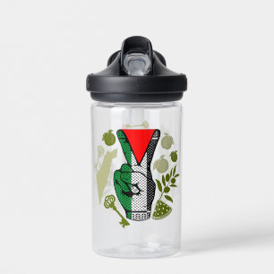Victory Sign Hand Resistance Red Triangle Symbol Water Bottle