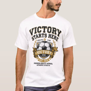 Victory Starts Here Vintage Football Graphic T-Shirt