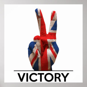victory symbol hand united kingdom british text poster