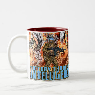 Victory Through Intelligence by Al Rio Two-Tone Coffee Mug