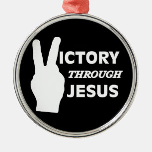 Victory through Jesus Metal Tree Decoration