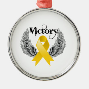 Victory Wings - Childhood Cancer Metal Tree Decoration