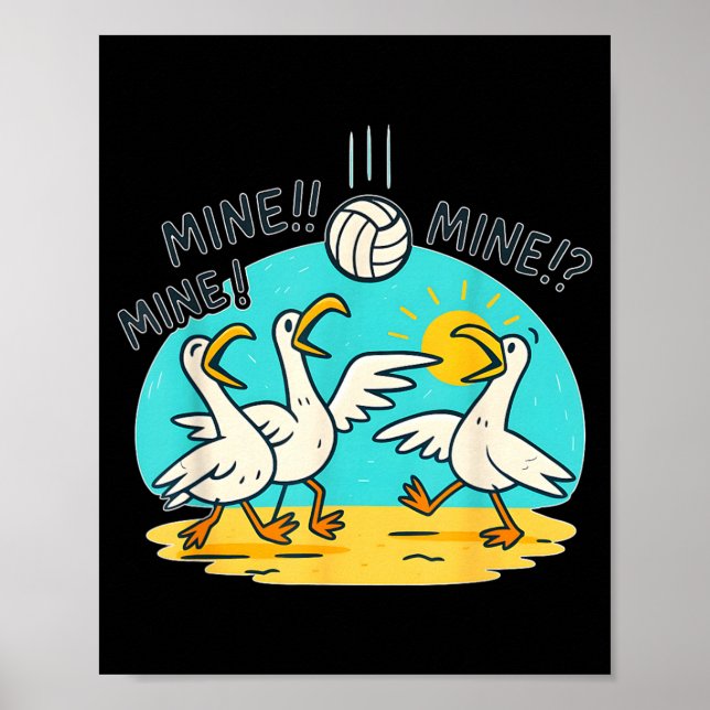 Vida Vibe Volleyball Funny Beach Seagulls Poster (Front)