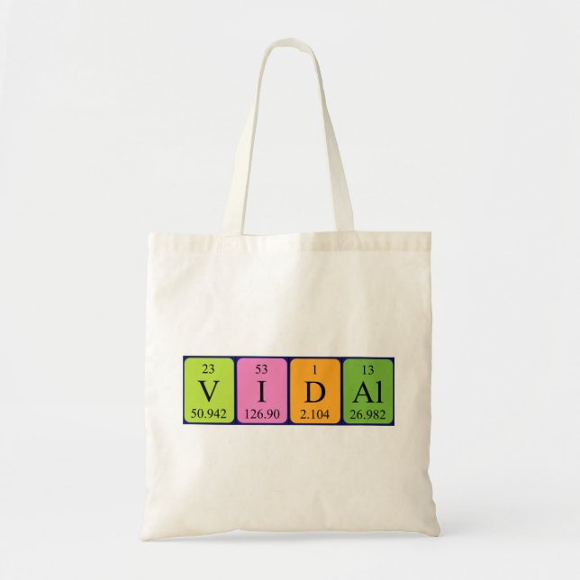 Vidal periodic table name tote bag (Front)