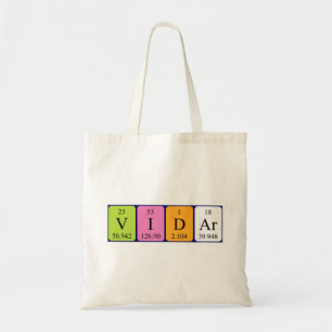 Vidar periodic table name tote bag