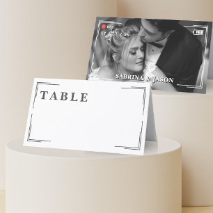Video Camera Photo Corner Border Wedding Place Card