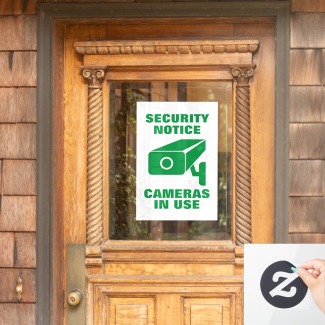 Video camera security service anti theft warning window cling (Home Door)