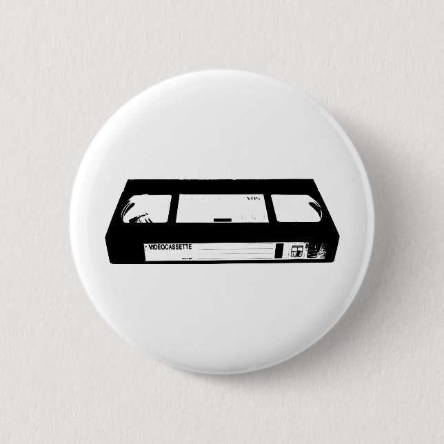 Video Cassette VHS 6 Cm Round Badge (Front)