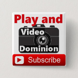 Video Dominion YouTube Subscribe and Play 15 Cm Square Badge