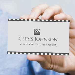 Video Editor Filmmaker Pastel & Brown Movie Tape Business Card