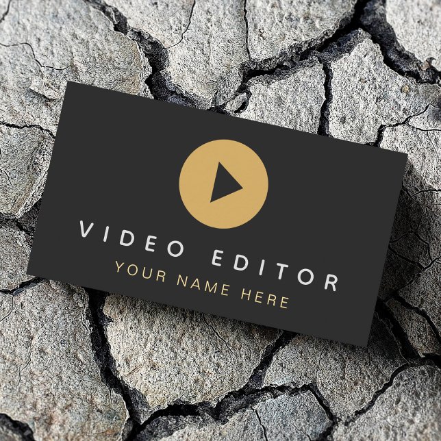 Video Editor Filmmaker Play Button Social Media Business Card (Creator Uploaded)