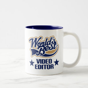 Video Editor Gift (Worlds Best) Two-Tone Coffee Mug