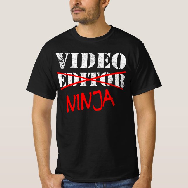 Video Editor Ninja - Videographer and Post Editor T-Shirt (Front)
