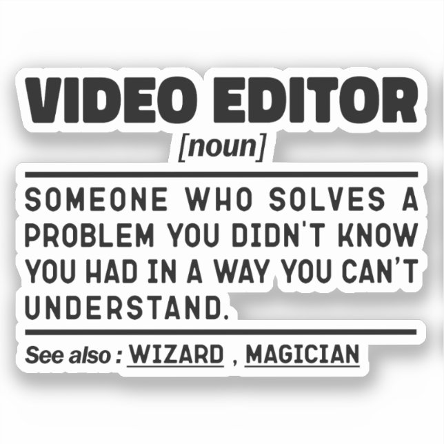Video Editor Noun Definition Filmmaking Specialist (Front)